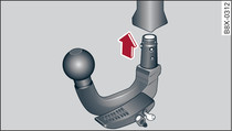 Removable towing bracket: Inserting the ball joint